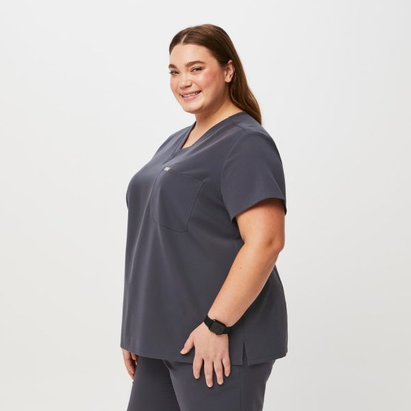 women s Charcoal Catarina™- One-Pocket Scrub Top (3XL - 6XL) on Sale - Image 3