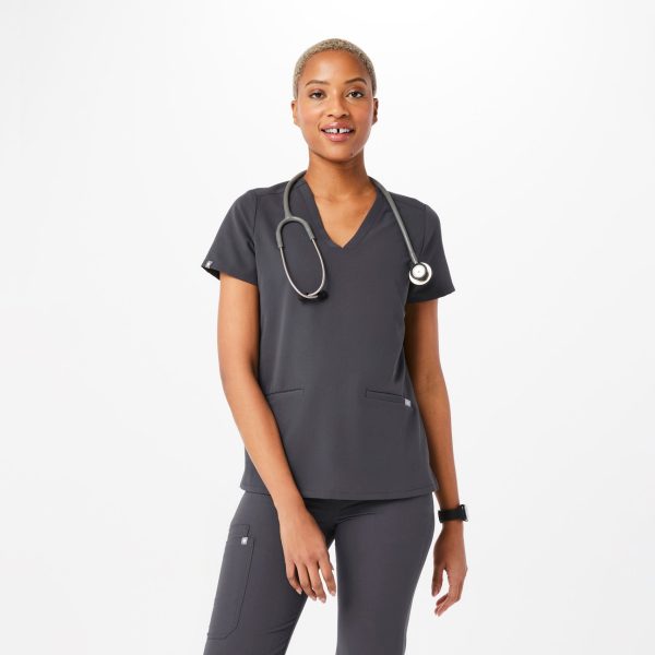 women s Charcoal Casma™ - Three-Pocket Scrub Top For Cheap